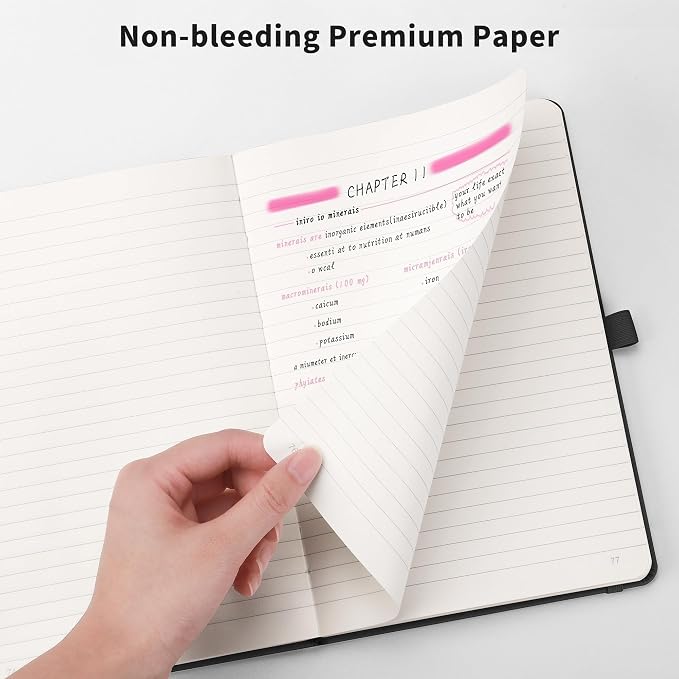 RETTACY Lined Journal Notebook, 192 Numbered Pages, A5 Size (5.7'' x 8.3'') | Leather Hardcover, 100 GSM Thick Paper, for Men & Women, Journaling, Writing, Work & Office (Purple)