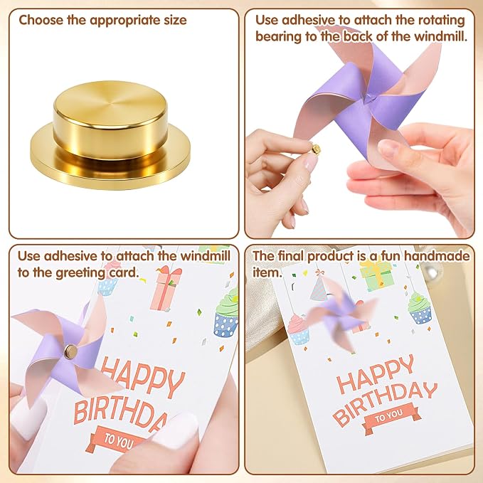 20Pcs Card Making Rotating Spinners Dies, 360° Smooth Spinners for DIY Paper Crafts Scrapbooking Jewelry Nail Art, Mini Metal Bearings for Greeting Cards, Gold 5x7x2.5mm