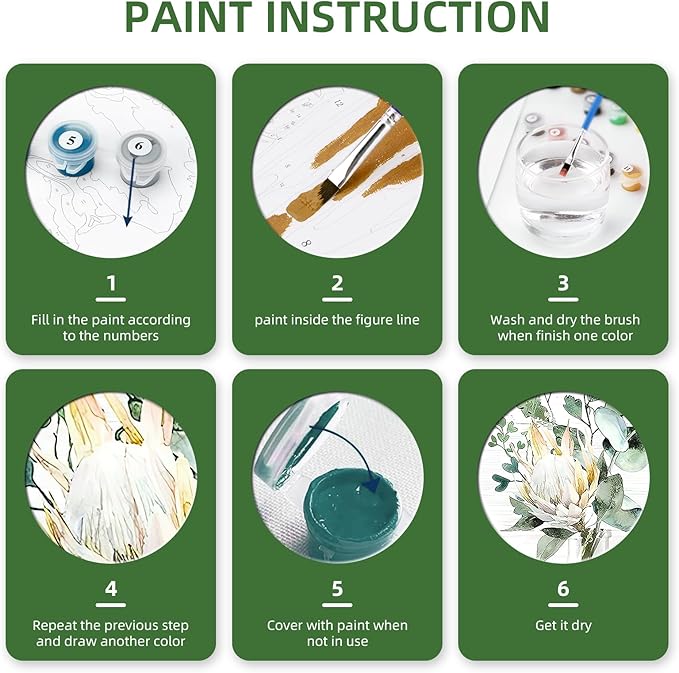 Ginkko Framed Paint by Numbers Kit for Adults, 8x12 inch, Flowers | Beginners & Kids Ages 8-12, Flower DIY Acrylic Canvas Painting with Paints & Brushes, Original Art Decor Gift for Home Wall