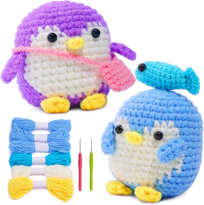 IMZAY 2 Pack Crochet Kit for Beginners Crochet Animals Kit