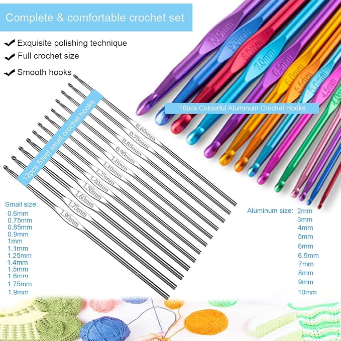 Weabetfu 102pcs Crochet Hooks Set Crochet Hook Kit with Case Ergonomic Crochet Needles for Arthritic Hands and Crochet Accessories Complete Crochet Set for Beginners & Experieced Lovers