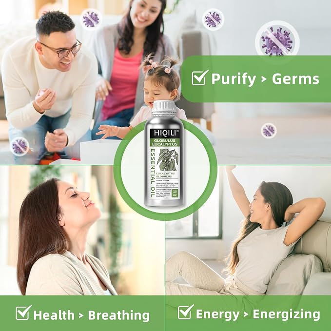 HIQILI Eucalyptus Essential Oil for Spray, Diffuser & Skin