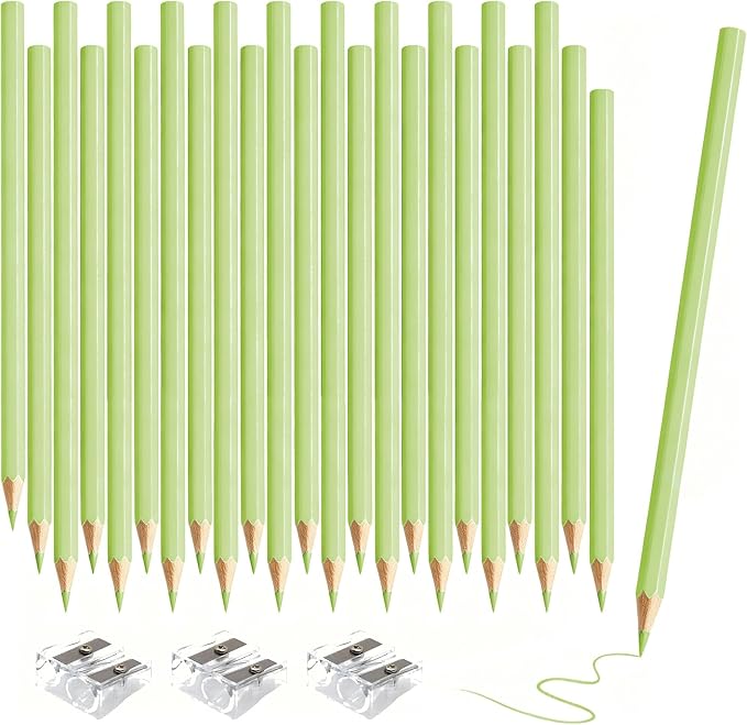 36 PCS Macaron Green Colored Pencils Pre Sharpened Pencil 2 HB - Ideal for Checking, Grading, Tests & Office/School Supplies