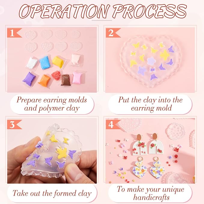 Zeyune 16 Pcs Summer Small Flower Polymer Clay Molds, Mini 3D Silicone Resin Casting Molds for Earring Making Jewelry DIY, Includes Alphabet, Flower, Heart and Bow Shapes(Cameo & Rose)
