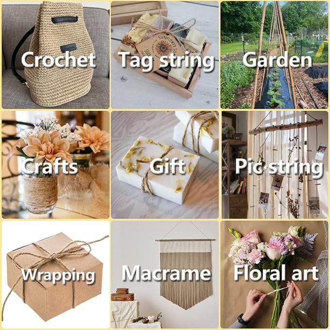 PerkHomy Jute Twine String 3600 Feet Natural Thin for Craft Gardening Plant Gift Wrapping Tag Art Wedding Home Decoration Packing Material Christmas Bulk (3600 FT * 2mm (3Ply))