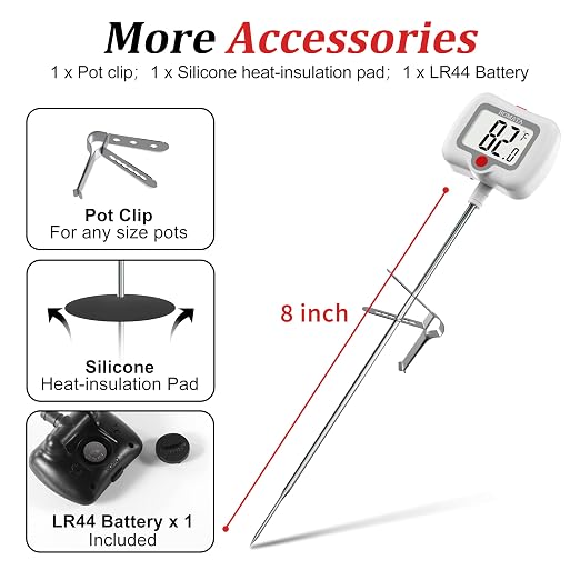 BOMATA Digital Candy Thermometer with Pot Clip, Deep Fry Oil Thermometer