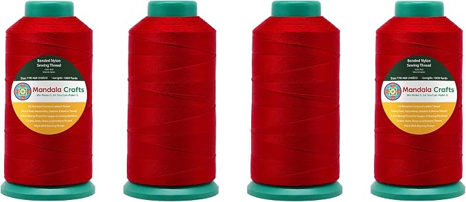 Mandala Crafts Size 69 210D T70 Red Combo Bonded Nylon Thread, 6000 YDs