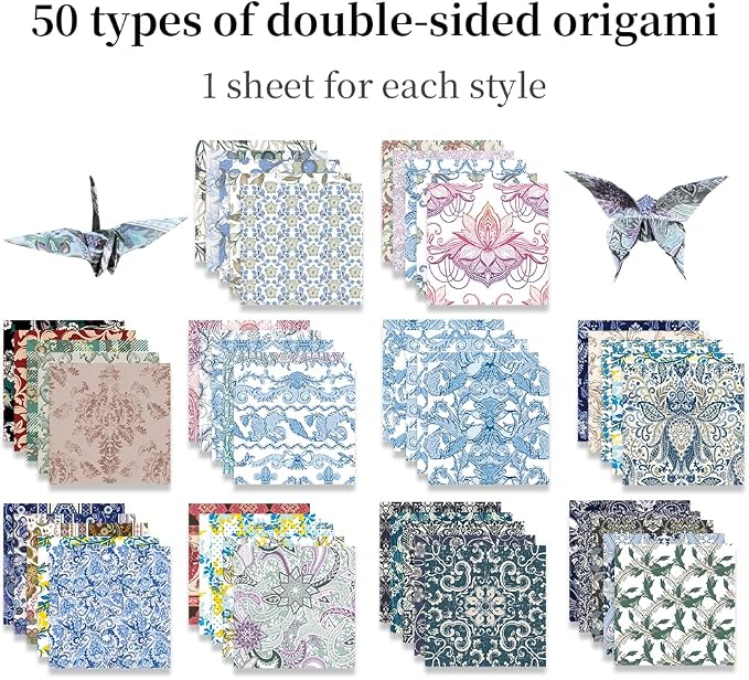 6x6" Origami Paper,50Sheets Double Sided Colored Paper,Square Craft Paper