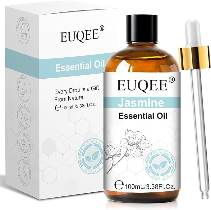 EUQEE 100ml Jasmine Essential Oil for Spray, Yoga 3.38 Fl Oz
