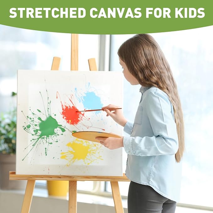 FUMILE Stretched Canvas for Painting 12x12, 12 Pack Square Canvases for Painting-5/8 in Profile Primed White Blank Painting Canvas Value Pack for Oil & Acrylic Paint