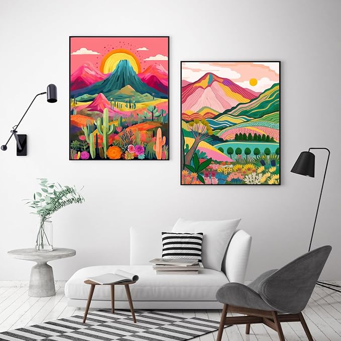 2 Pack Adult Paint by Number Kits on Canvas-Landscapes Paint by Number Adult,Paint by Numbers Kits for Adults With Gifts Box,DIY Landscapes Painting Kits for Gifts Home Wall Decor(16x20inch)
