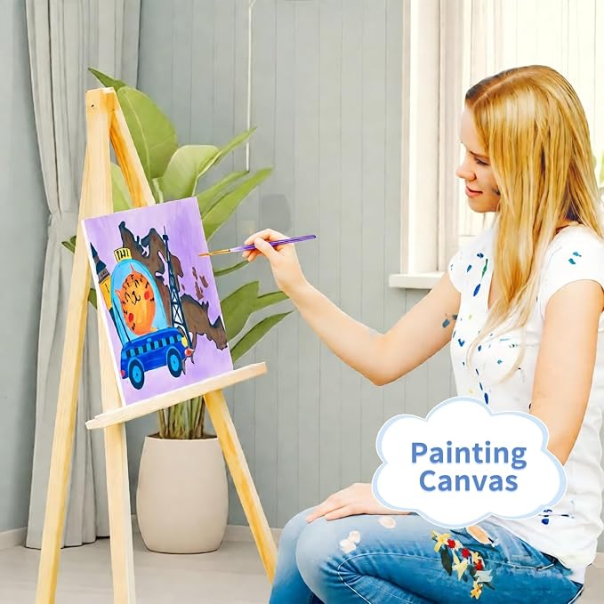Pre Drawn Painting Canvas for Painting, 8 x 10 Inch Canvas Boards 12 Pack (Animal Travel Designs), Canvas Panels for Acrylic Paint, Watercolor, Markers & DIY Craft Projects
