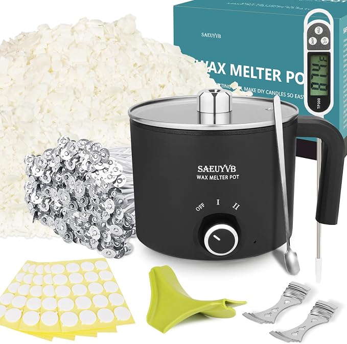 SAEUYVB 5lbs Soy Wax for Candle Making with 1.8L Wax Melter Pot | DIY Candle Making Supplies/Kit for Adults Beginnner,Including Soy Wax Flakes,Electric Wax Melter,Candle Wicks and More