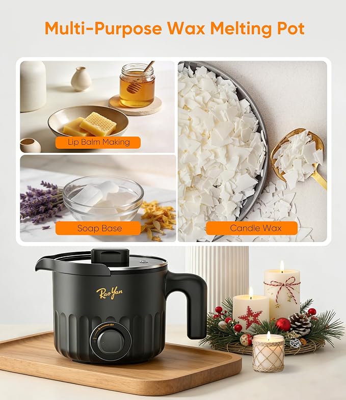 Candle Wax Melter, Candle Making Supplies for Beginners and DIY Crafts | Candle Making Kit for Adults, 1.5L (51oz) Nonstick Wax Melting Pot with Pouring Spout, Soy Wax, Beeswax & Soap Making