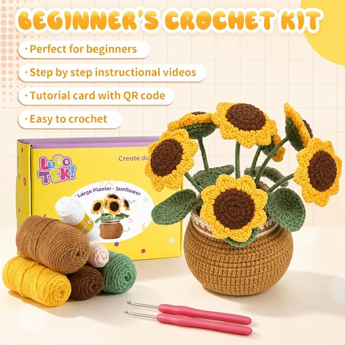 Crochet Kit for Beginners, Crochet Plant Kit,Knitting Kit(Sunflower)