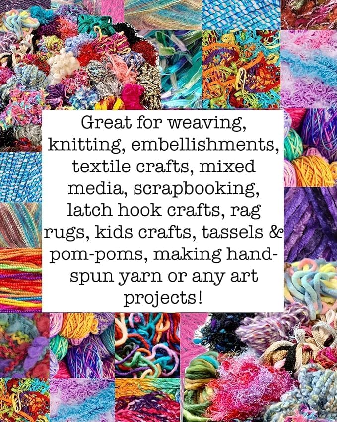 200 yrds 20 Colors Fiber for Embellishments Assorted Novelty Yarn, 10 yrds per Color (mix1) 6 oz