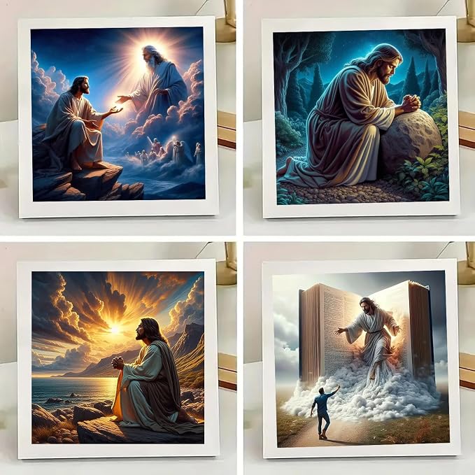 4 Pack Diamond Art Kits for Adults, Jesus Diamond Painting Kits 12x12 inch
