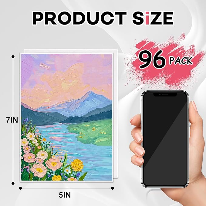 ESRICH Small Canvases for Painting 5x7IN, 96 Pack Mini Canvases for Painting Primed Acid-Free Blank Painting Canvas Panels for Oil Paint, Watercolor, Acrylic Paint, Gouache &Tempera.