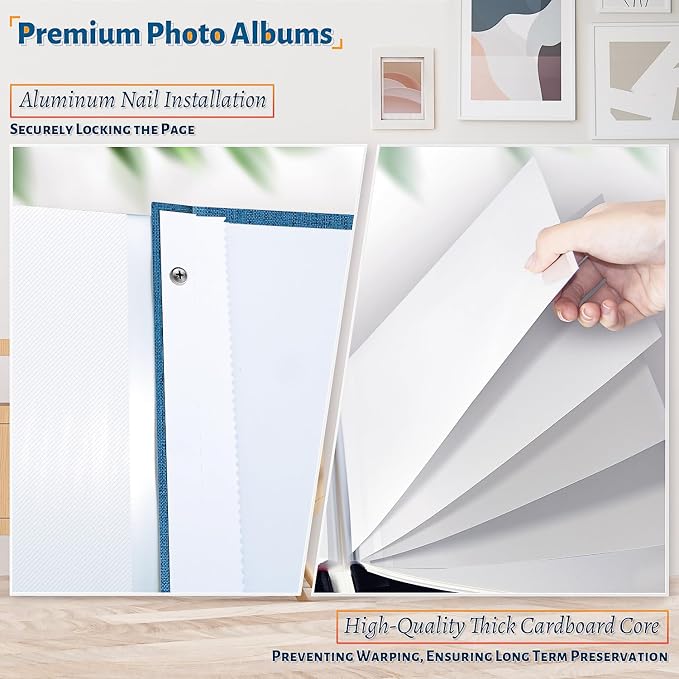 Artfeel Photo Album Self Adhesive Scrapbook,60 Pages Large Photo Book for 4x6,5x7,8x10 Pictures,DIY Album for Baby Wedding Family Travel Birthday,with Metallic Pen and Scraper