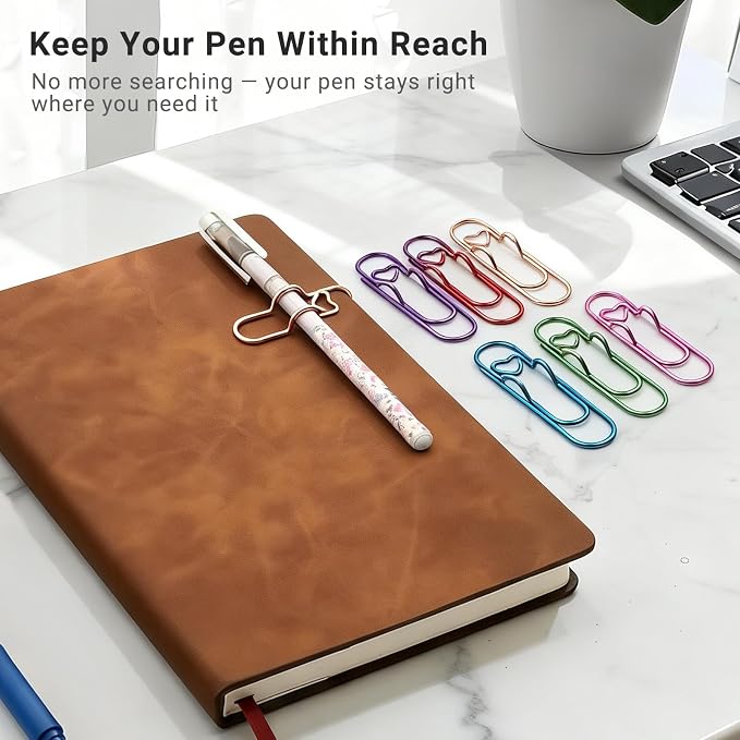 Metal Heart Pen Holder Paper Clip, 18 Pack Notebook & Journal Accessories