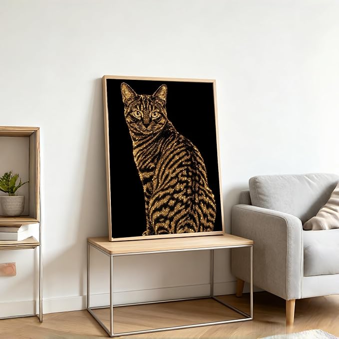 BYGFHLYW Cat 5D Diamond Painting Kit, Diamond Art for Adults12x16In | Full Round Drill Diamond Dots Kits Gem Arts DIY Crafts for Home Wall Decor Present for Cat Lovers