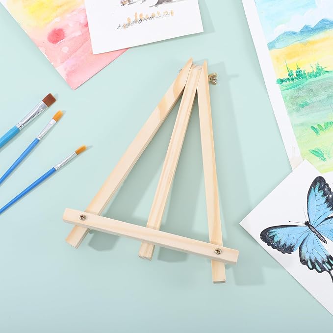 36 Pack 9 Inch Easel for Painting, Wooden Easel Stand Canvas Stand | Smooth Wood, Folds Flat for Storage, for Canvases, Photos, Signs, Weddings, Classrooms, Home Décor