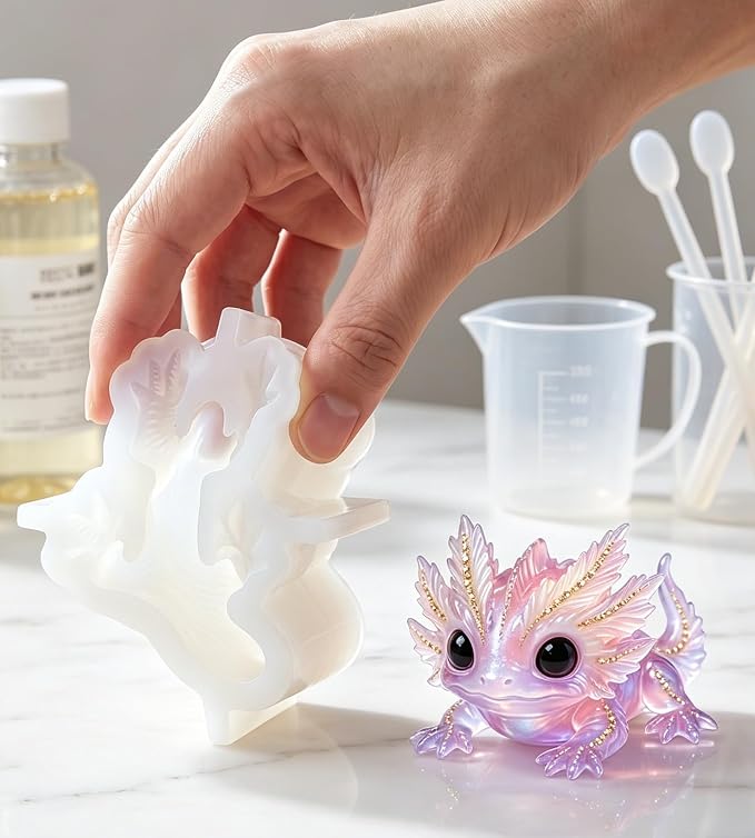 Resin Axolotl Resin Molds Silicone, 3D Detailed Animal Silicone Molds, Flexible Effortless Demoldable Epoxy Resin Molds, Thickened Deep Epoxy Molds for Art Crafts, Gift, and Home Decor