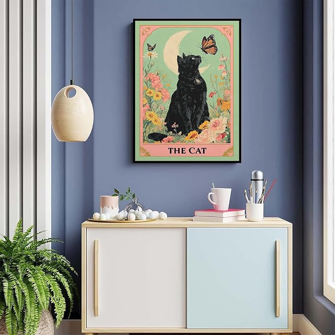 ijbnhd Cat Diamond Art Kits for Adults Black Cat 12X16inch