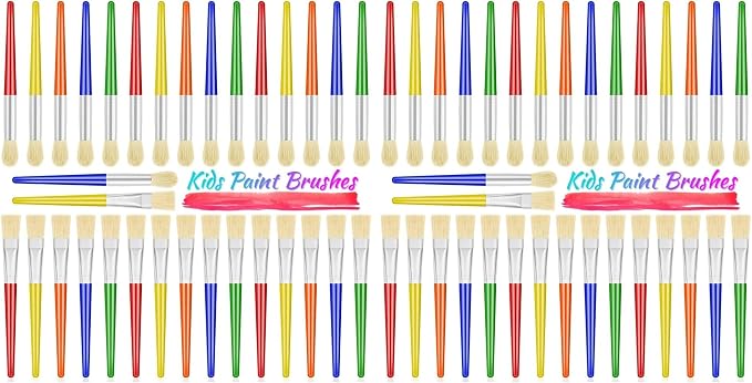 Anezus 30 Kids Paint Brushes Set with Jumbo Round Watercolor and Large Flat Craft Brushes (Pack of 2)