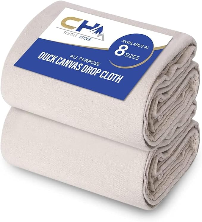 Canvas Drop Cloth for Painting (Size 4 x 5 Feet - Pack of 2) - Pure Cotton Painters Drop Cloth for Painting, Furniture & Floor Protection - All Purpose Thick Canvas tarp with Double Stitched Edges