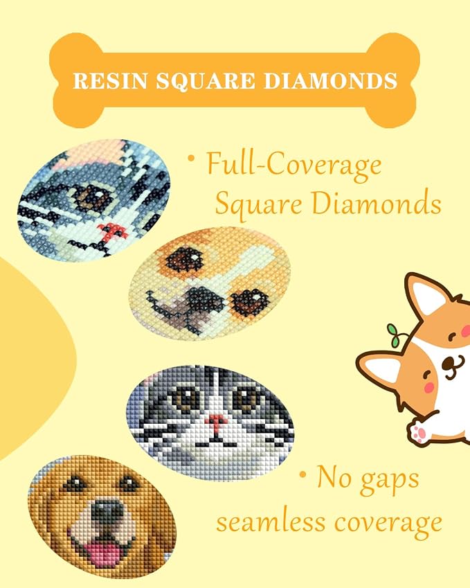forever young Cats & Dogs Minigem Diamond Art Kits, 5x7 Inch Postcard-Style