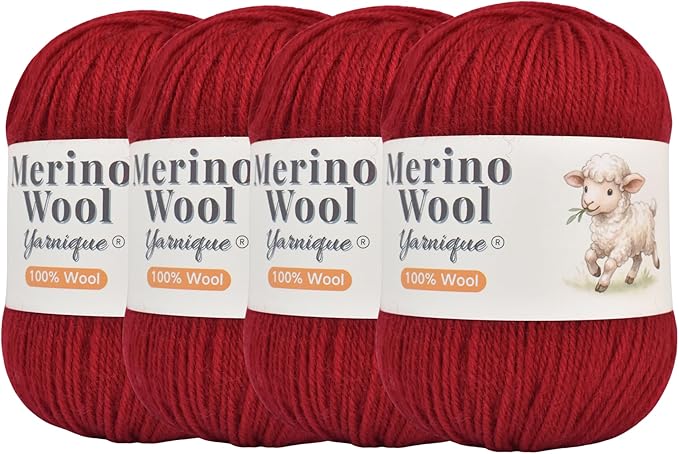 1oo% Australian Merino Wool Yarn, Sport Weight, 4 Balls – 656 Yds