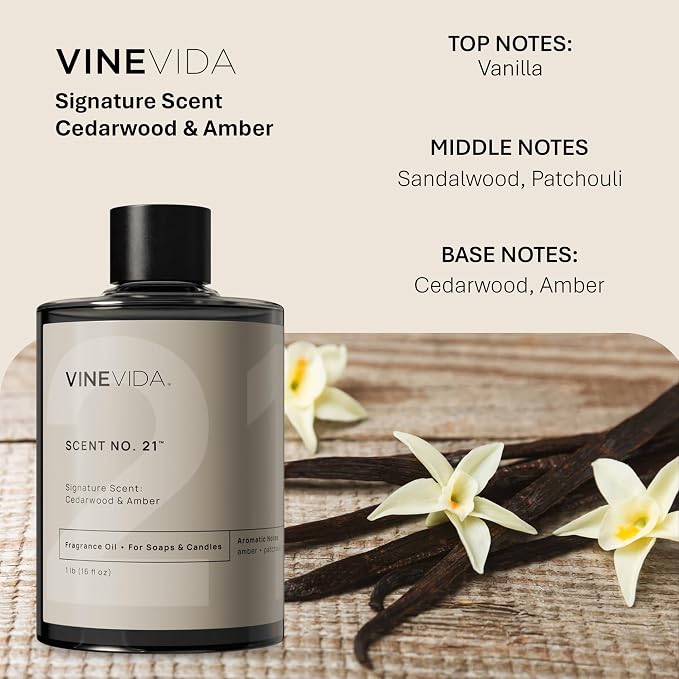 VINEVIDA [16oz] Cedarwood & Amber Fragrance Oil for Candle Making and Soap Making - Premium Candle Scents for Soy Candles