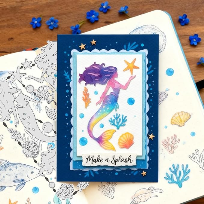 UNICRAFTALE 22Pcs Ocean Mermaid Cutting Dies for Summer DIY Crafts