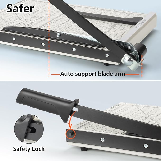 15 inch Guillotine Paper Cutter: Worklion Precision Paper Trimmer with Safety Lock,15 Sheet Capacity, Thickened Metal Based Cutting Board for Crafting Cardstock Photos Laminatedsheets in Class/Office