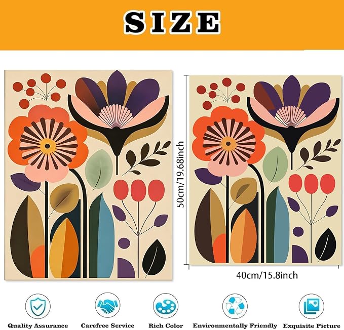 3 Pack Cute Flower Paint by Numbers Kit for Adults Beginner (Without Frame)