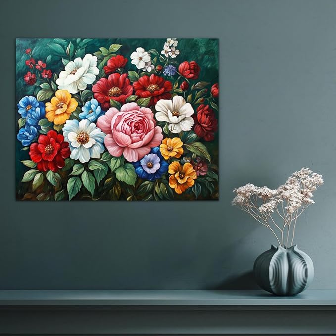 Banket Paint by Numbers Kit for Adults Beginner Flowers DIY Painting Kits for Adults Floral Easy Adult Paint by Number Kits on Canvas Color by Numbers for Gifts Home Wall Decor 16x20 Inch