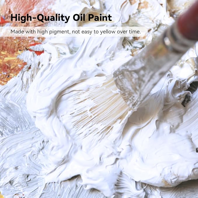 Paul Rubens Titanium White Oil Paint, 3 * 50ml Oil Colors with High Saturation, Large Capacity Tubes, Faster Drying Time with Creamy Texture and Consistency for Artists, Students, Beginners | Oil Colors with High Saturation, Large Capacity Tubes, Cream...
