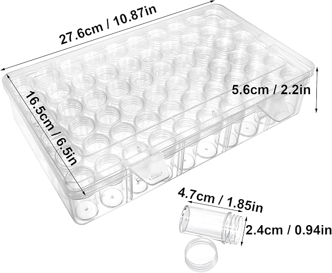 2packs 60 Grids Bead Organizer and Storage Diamond Painting Containers Portable Plastic Case Box Arts Crafts Storage for Seeds Beads Sewing Cosmetic Nail Glitter Powder Small Parts Rhinestones