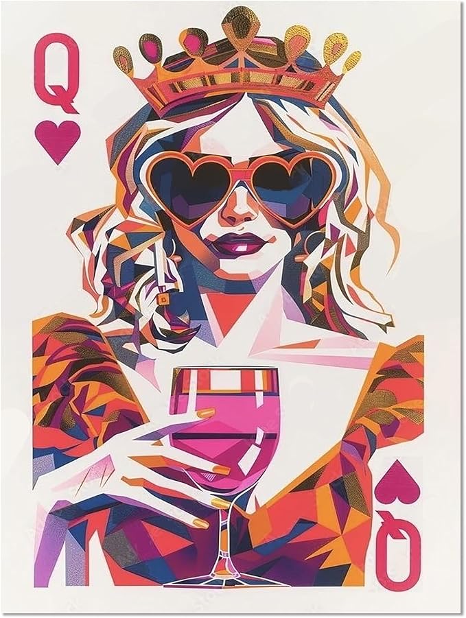Meothan 5D Queen of Hearts Diamond Art Kits for Adults (11.8x15.7inch) | Poker Queen Diamond Painting Kit for Adults, Full Drill Diamond Gem Art Dots Paintings kits for Home Wall Decor Gift(30x40cm)