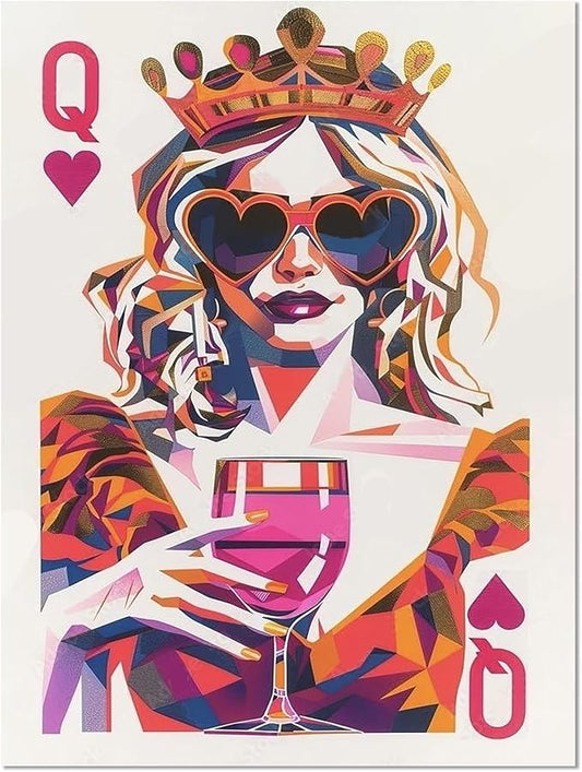 Meothan 5D Queen of Hearts Diamond Art Kits for Adults (11.8x15.7inch) | Poker Queen Diamond Painting Kit for Adults, Full Drill Diamond Gem Art Dots Paintings kits for Home Wall Decor Gift(30x40cm)