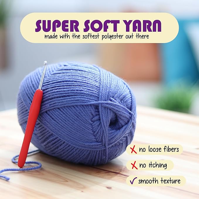 Crochet Kit for Beginners Adults and Kids - Beginner Crochet Kit for Adults with Step-by-Step Video Tutorials, Amigurumi and Crocheting Kit, Crochet Starter Kit with Soft Crochet Yarn and Crochet Bag