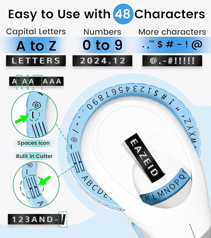 Embossing Label Maker Vintage Manual with 3 Rolls 3D Label Tapes
