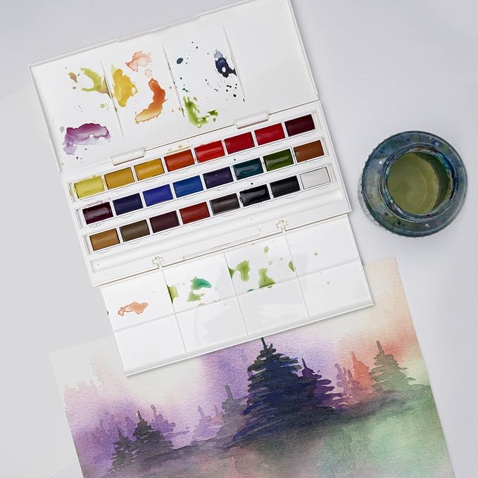 Winsor & Newton Cotman Watercolor Paint Set, 24 Whole Pan Studio Set | Introductory Watercolor made with Fine Art Pigments, Perfect for Beginners, Lightfast & Permanent, Good Tinting Strength
