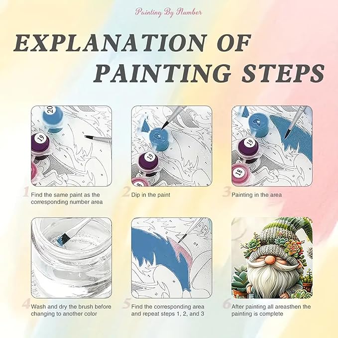 BYGFHLYW Easy Gnome Paint by Numbers Kit for Adults Beginner 16x20 in | Adult Paint by Number Kits on Canvas, DIY Painting with Numbers, Acrylic Oil Paints by Number Kits for Wall Decor