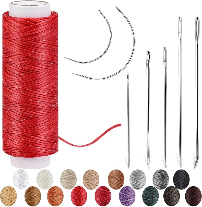 Waxed Thread, Upholstery Needle and Thread 32 Yards Red