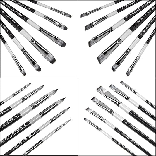 Genixart Paint Brush Set – Art Paintbrushes for Acrylic, Oil, Watercolor