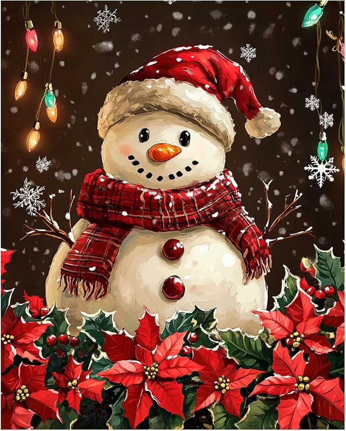 Reivworl Snowman Paint by Numbers Kit for Adults Beginner 16×20 inch