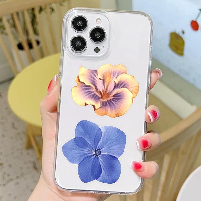 50pcs Press Flowers Stickers Transparent Vinyl Laptop Waterproof Decals for Water Bottles Skateboard Computer Cars Luggage Phone,Graffiti Stickers Pack for Teens Girls Kids Adults(Colourful-F13)