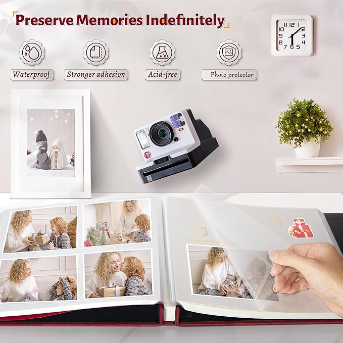 Artfeel Photo Album Self Adhesive Scrapbook,120 Pages Large Photo Book for 4x6,5x7,8x10 Pictures,DIY Album for Baby Wedding Family Travel Birthday,with Metallic Pen and Scraper